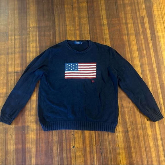 Polo by Ralph Lauren Flag Sweater Mens XL Cotton Knit American USA Patriotic RL - Picture 2 of 8